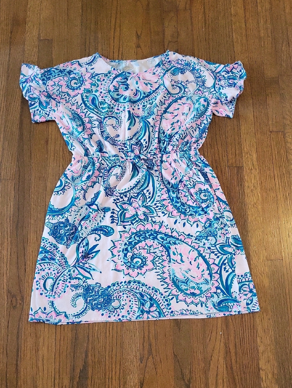 Lilly Pulitzer Pink & Teal Paisley Pull-On Casual Dress